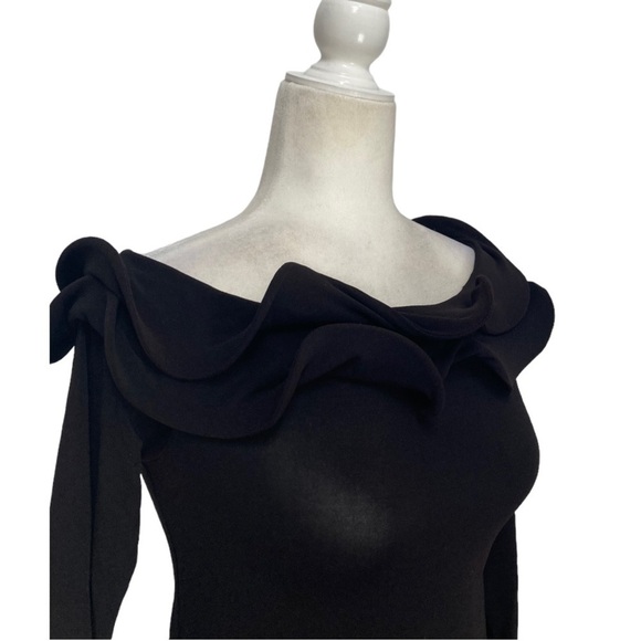 Armani Collezioni Off the Shoulder Ruffle top in Black - Picture 3 of 10